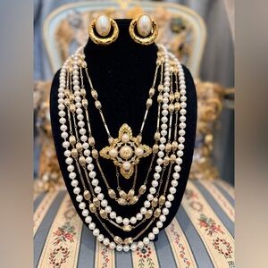 Elegant KJL Gold and Pearl Jewelry Set